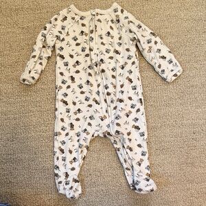 Ralph Lauren Cream Footed One-Piece Pajamas with Bear and Sheep